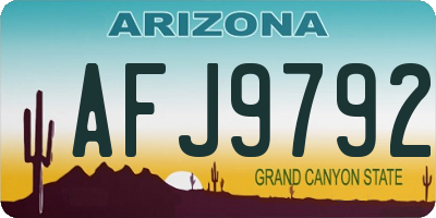 AZ license plate AFJ9792
