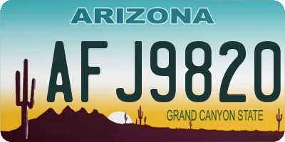 AZ license plate AFJ9820