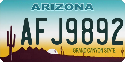 AZ license plate AFJ9892