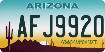 AZ license plate AFJ9920