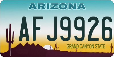 AZ license plate AFJ9926