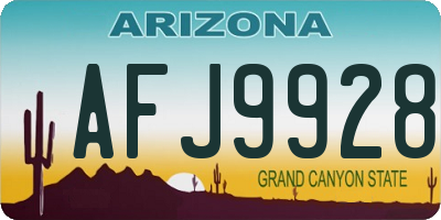 AZ license plate AFJ9928