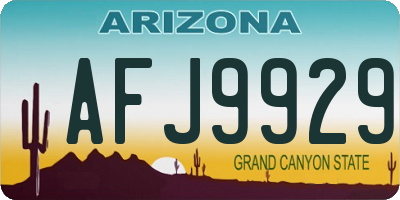 AZ license plate AFJ9929