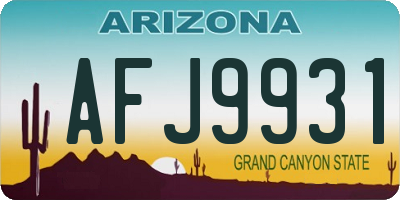 AZ license plate AFJ9931
