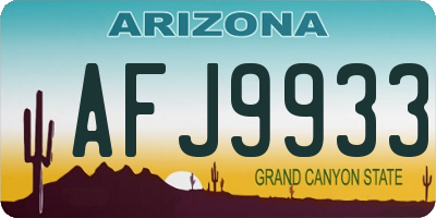 AZ license plate AFJ9933