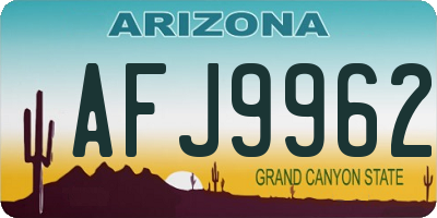 AZ license plate AFJ9962