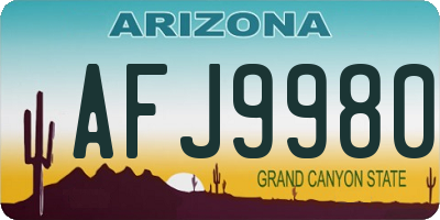 AZ license plate AFJ9980
