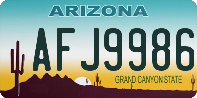 AZ license plate AFJ9986
