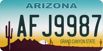 AZ license plate AFJ9987