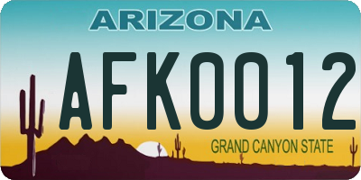 AZ license plate AFK0012