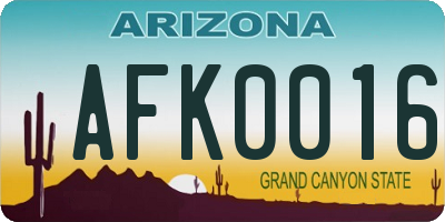 AZ license plate AFK0016