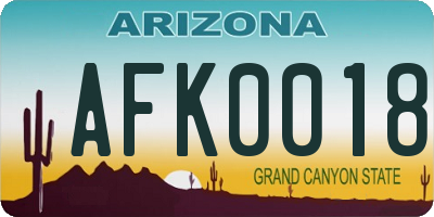 AZ license plate AFK0018