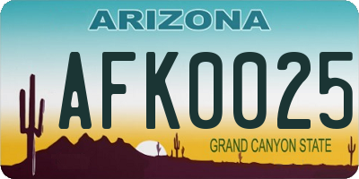 AZ license plate AFK0025