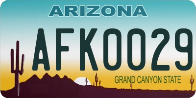 AZ license plate AFK0029