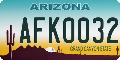 AZ license plate AFK0032