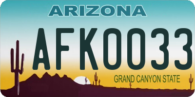 AZ license plate AFK0033