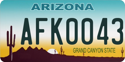 AZ license plate AFK0043