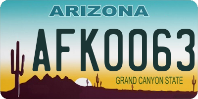 AZ license plate AFK0063