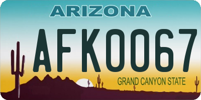 AZ license plate AFK0067