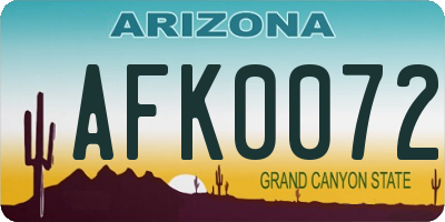 AZ license plate AFK0072