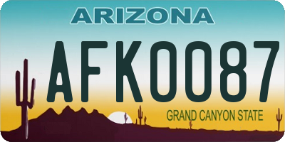 AZ license plate AFK0087
