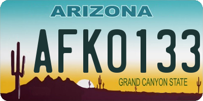 AZ license plate AFK0133