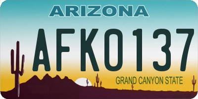 AZ license plate AFK0137