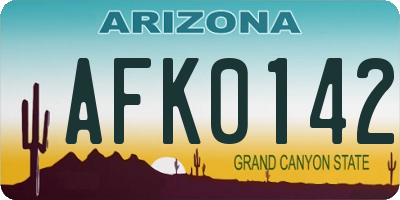 AZ license plate AFK0142