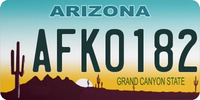 AZ license plate AFK0182