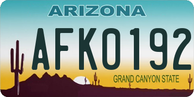 AZ license plate AFK0192