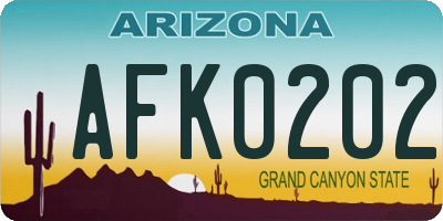 AZ license plate AFK0202