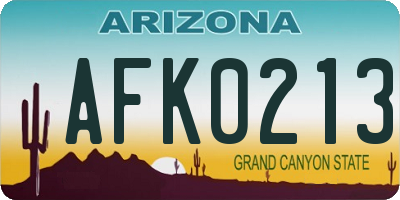 AZ license plate AFK0213