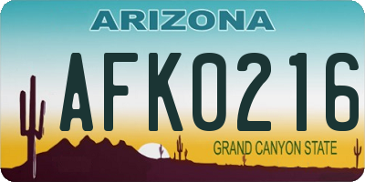AZ license plate AFK0216