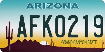 AZ license plate AFK0219