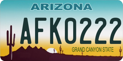 AZ license plate AFK0222