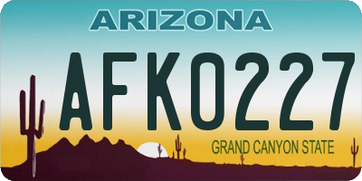 AZ license plate AFK0227