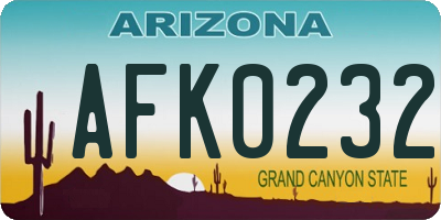 AZ license plate AFK0232