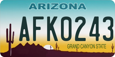 AZ license plate AFK0243