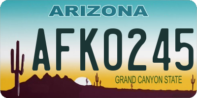 AZ license plate AFK0245
