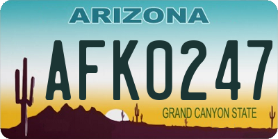 AZ license plate AFK0247