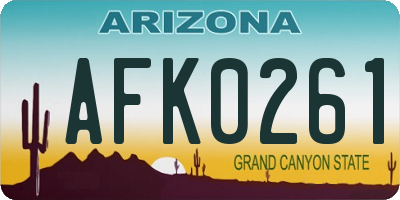 AZ license plate AFK0261