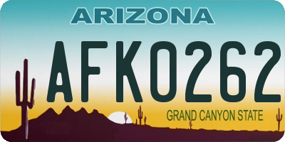 AZ license plate AFK0262