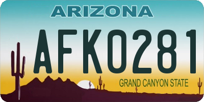 AZ license plate AFK0281