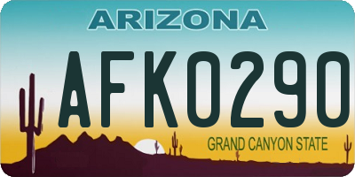 AZ license plate AFK0290