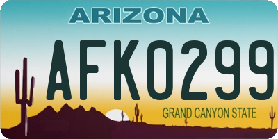 AZ license plate AFK0299
