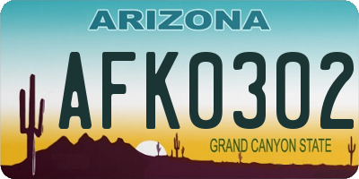 AZ license plate AFK0302
