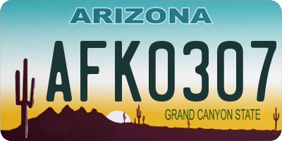 AZ license plate AFK0307