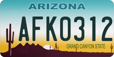 AZ license plate AFK0312