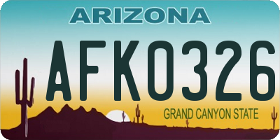 AZ license plate AFK0326