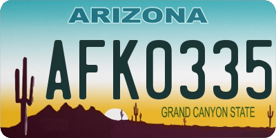 AZ license plate AFK0335